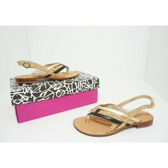 DVF Diane Von Furstenberg Carley Women's Flats Sandals Black Cork